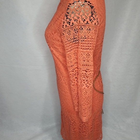 Sharagano Lace Peach LS Dress Size 4 Small - Picture 2 of 7